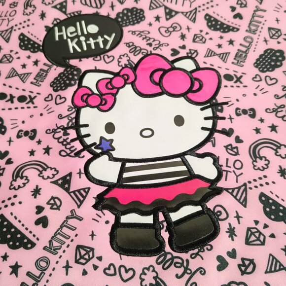 Hello Kitty Pink Black Icons Drawstring Bag Backpack Heavy Canvas - Picture 4 of 6